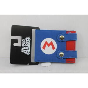 Super Mario Canvas Bi-Fold Wallet Blue Red Nintendo BioWorld